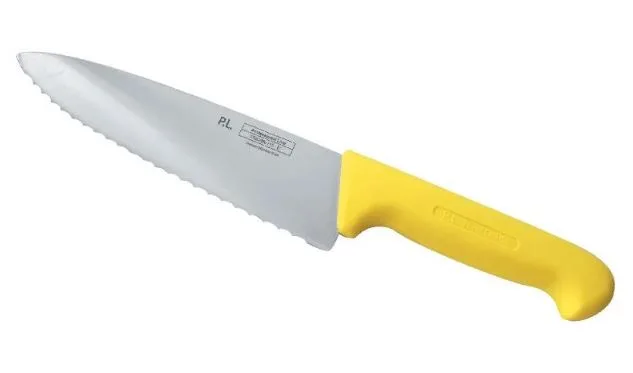 Нож PRO-Line поварской 20 см, желтая пластиковая ручка, волнистое лезвие, P.L. Proff Cuisine
