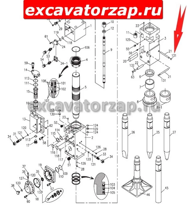 Заглушка резиновая DF10D-0120 гидромолота Delta F-45