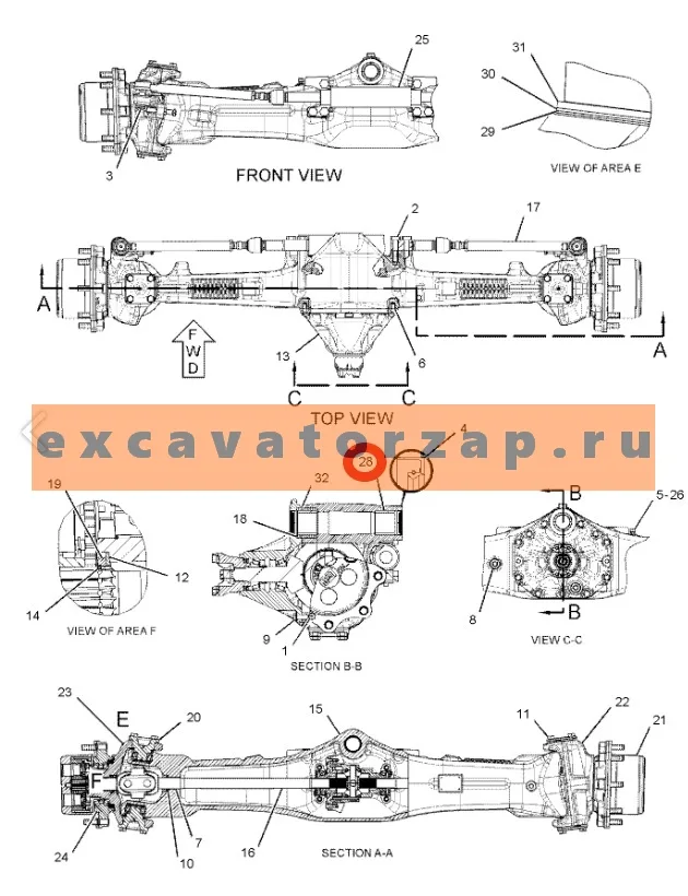 Втулка крепления переднего моста к раме CAT428 154-5404, 1545404