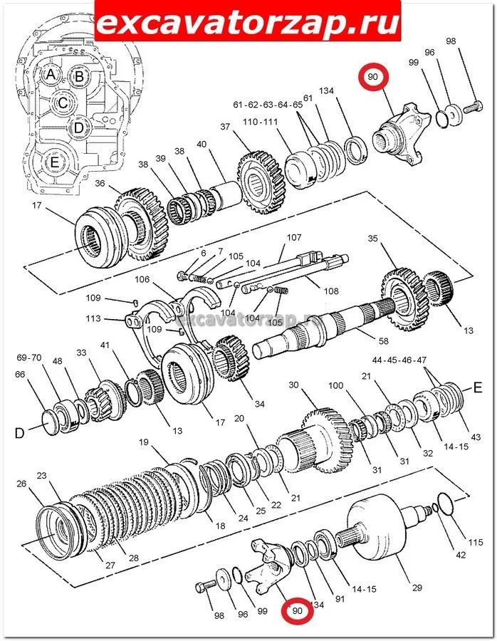 Фланец (хвостовик КПП 122-6787, 1226787 экскаватора погрузчика CAT 434