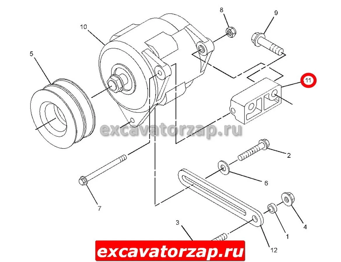 Кронштейн крепления генератора 453-3595, 4533595 экскватора погрузчика CAT428E, CAT422E