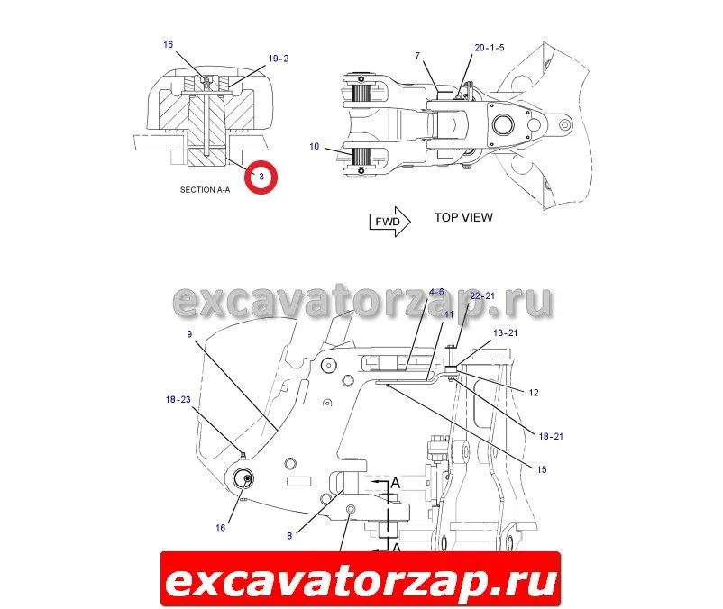 Палец 300-5440, 3005440 поворотная станина-каретка нижний CAT 428E