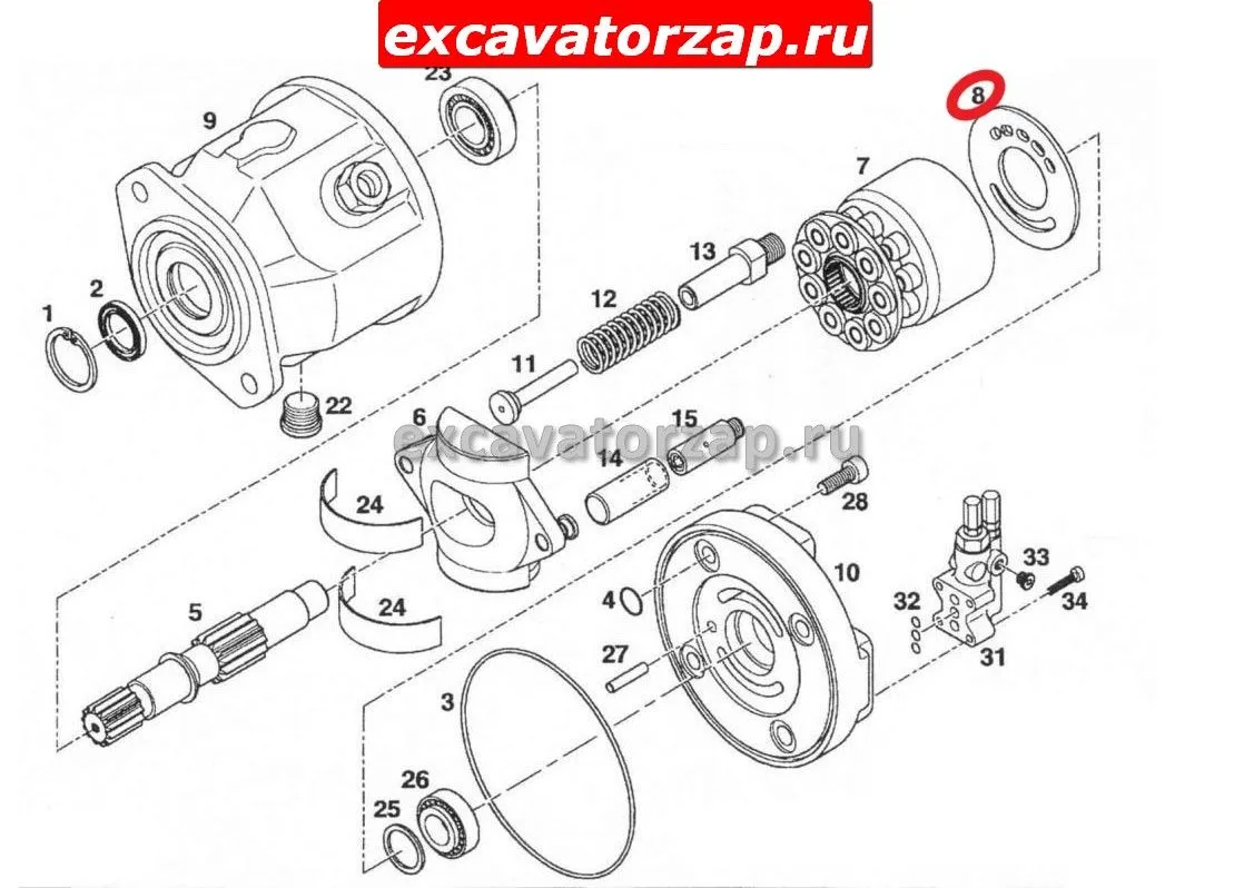 Распределитель (шайба) гидронасоса экскаватора погрузчика CAT 350-0666, 3500666, 307-3063, 3073063