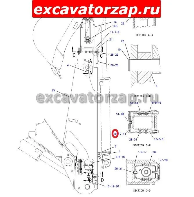 Уплотнение (накладка) стрелы (телескопа) 187-3828, 137-3828 экскаватора погрузчика CAT428, CAT432, CAT434 (серия D)