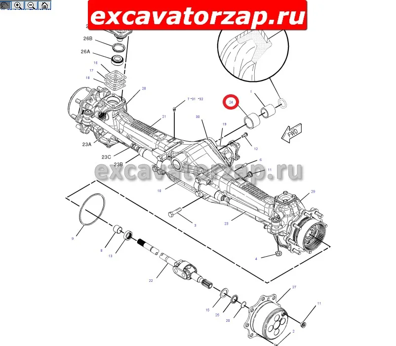 Втулка 209-9887, 2099887 крепление моста к раме экскаватора погрузчика CAT 428
