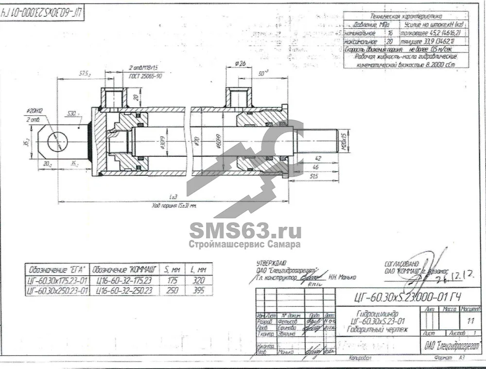 Гидроцилиндр разравнивателя, крышка ЦГ-60.30х250.23-01