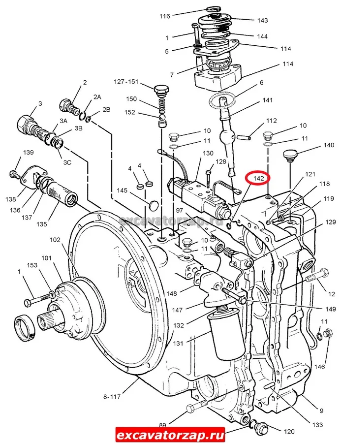 Уплотнение 120-9762, 1209762 (между корпусами КПП) экскаватора погрузчика CAT428, CAT432, CAT434