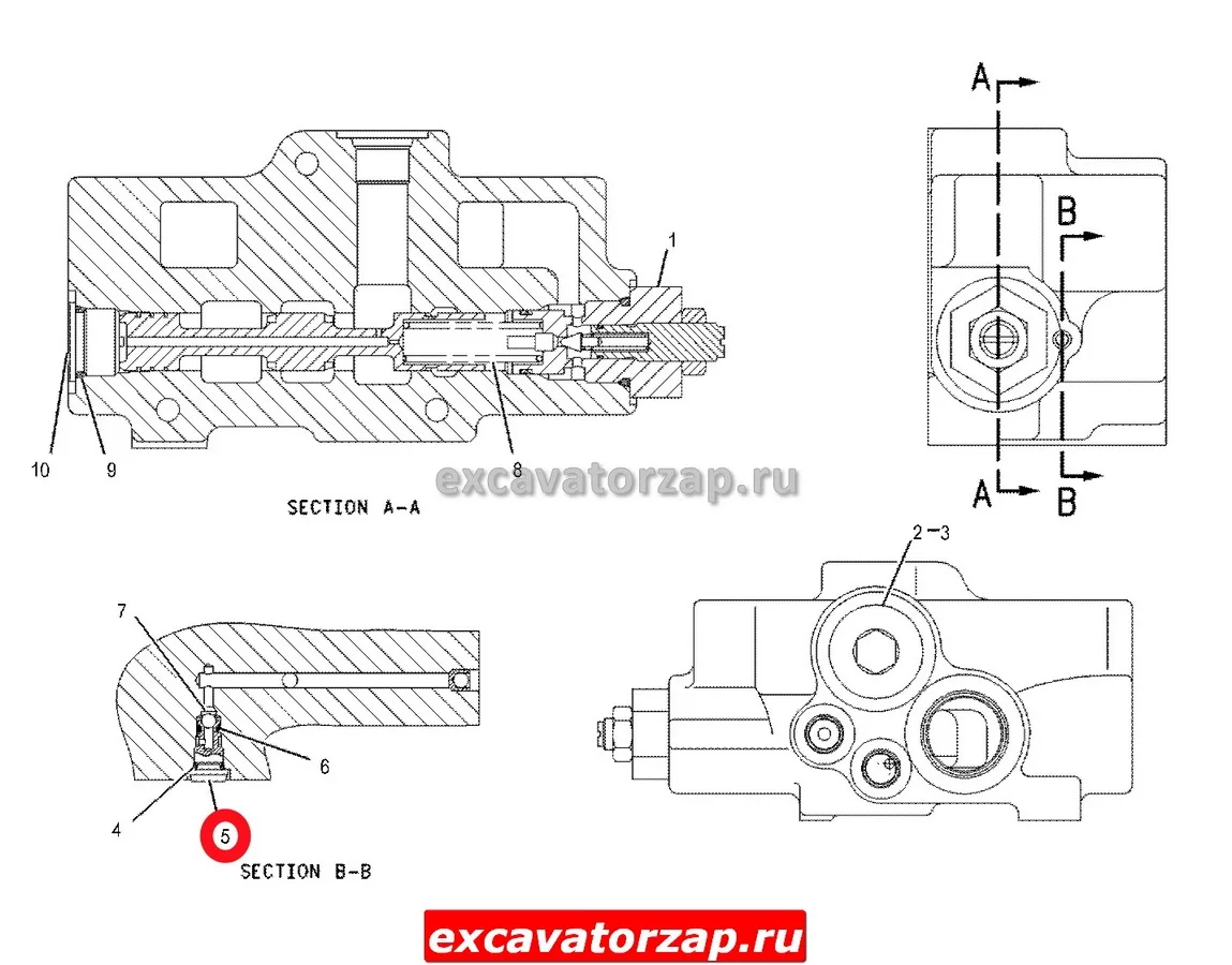 Кольцо уплотнительное 4T-7807, 4T7807 распределителя экскаватора погрузчика CAT428D