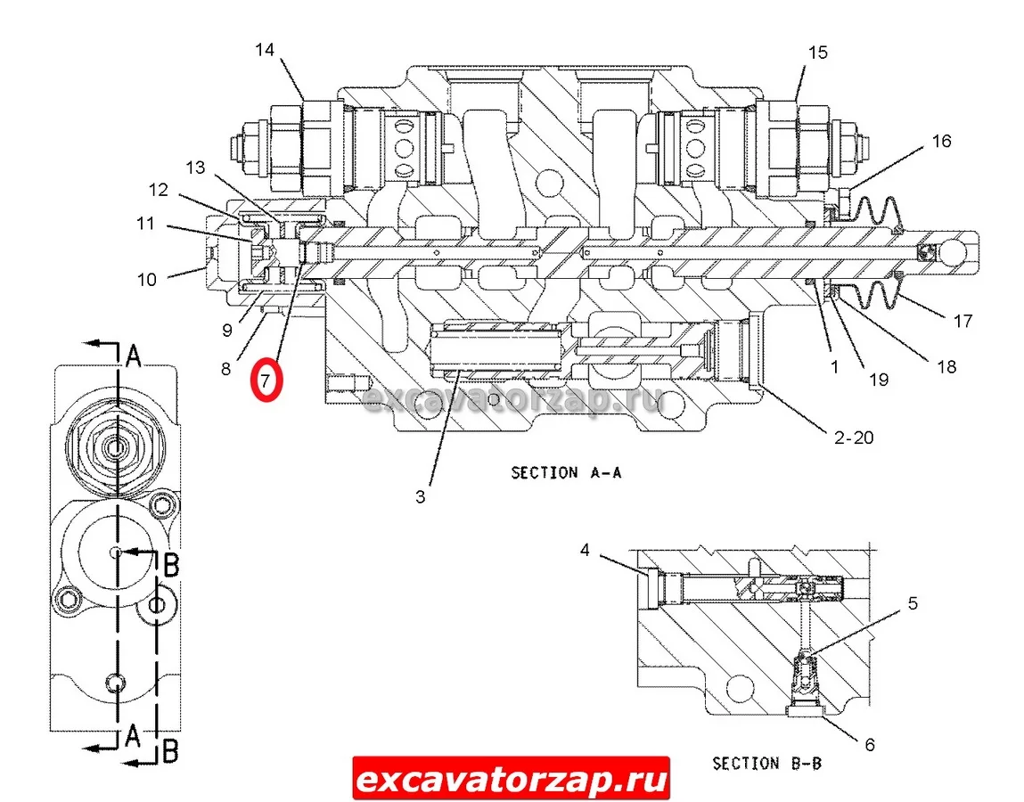 Кольцо 109-9685, 1099685 распределителя экскаватора погрузчика CAT428D