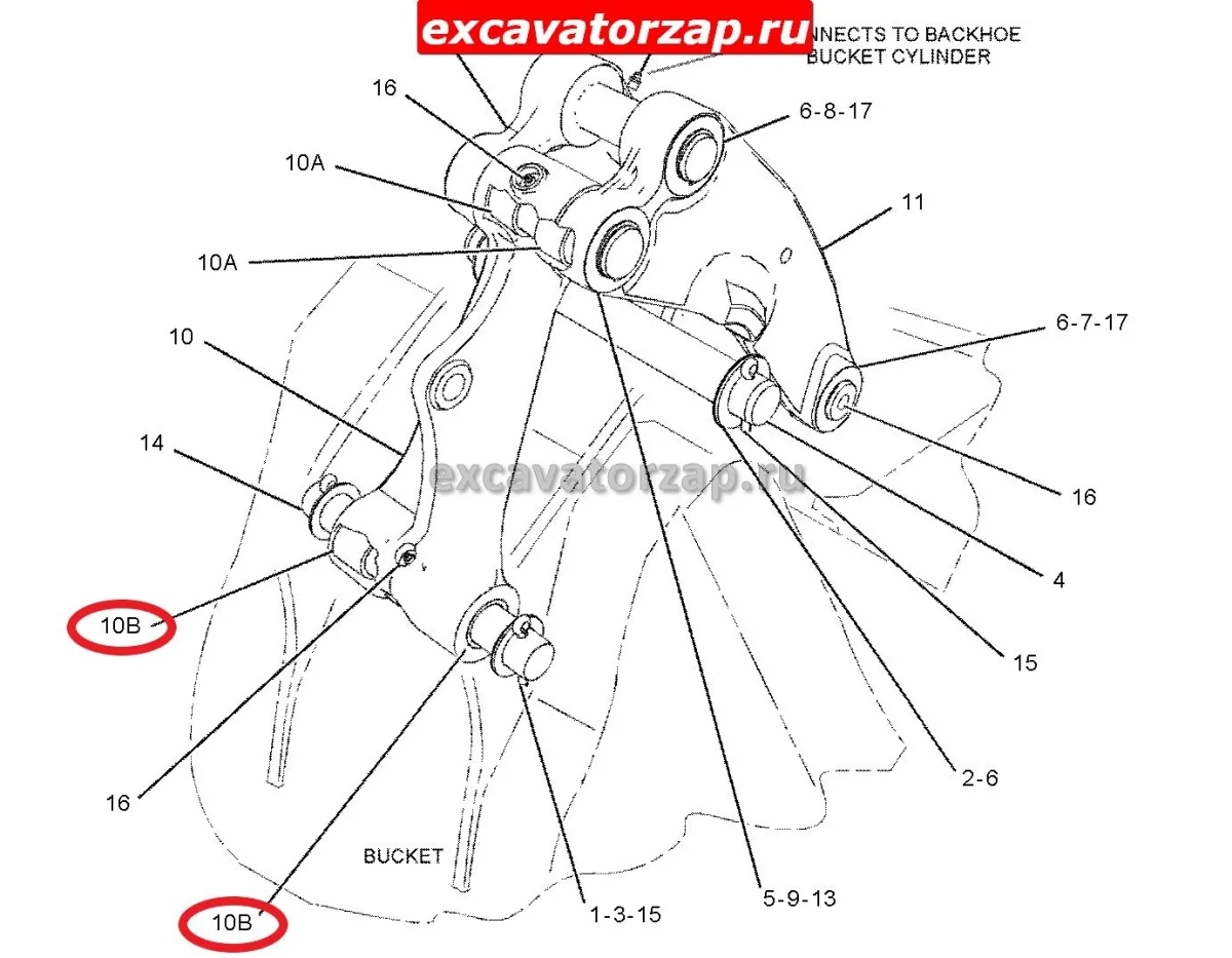 Втулка 213-6703, 2136703 (тяга-ковш) экскаватора погрузчика CAT428F, CAT428E