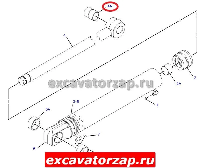 Втулка в шток гидроцилиндра стрелы, телескопа 331-1520, 3311520 экскаватора погрузчика CAT428