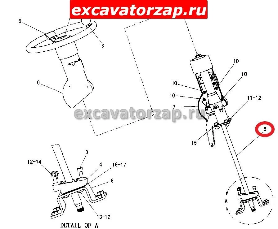 Газовый цилиндр 149-0780, 1490780 рулевой колонки экскаватора погрузчика CAT428D