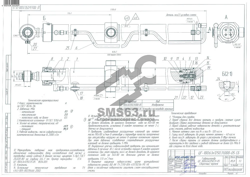 ЦГ-100.63х1250.31-06 Гидроцилиндр