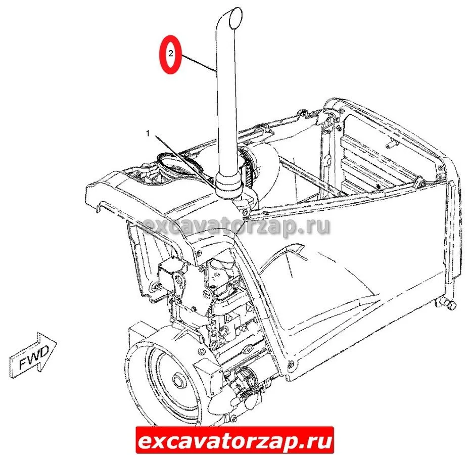 Труба 239-2270, 2392270 (выхлопная над капотом) экскаватора погрузчика CAT428, CAT432, CAT434