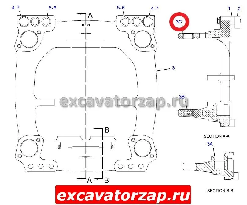 Втулка рамы 278-7695, 2787695 поворотная станина-каретка верхняя экскаватора погрузчика CAT428E