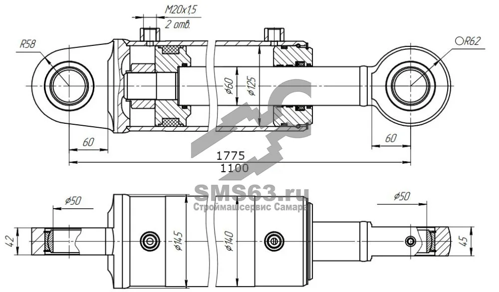 ЦГ-125.60х1100.11 Гидроцилиндр