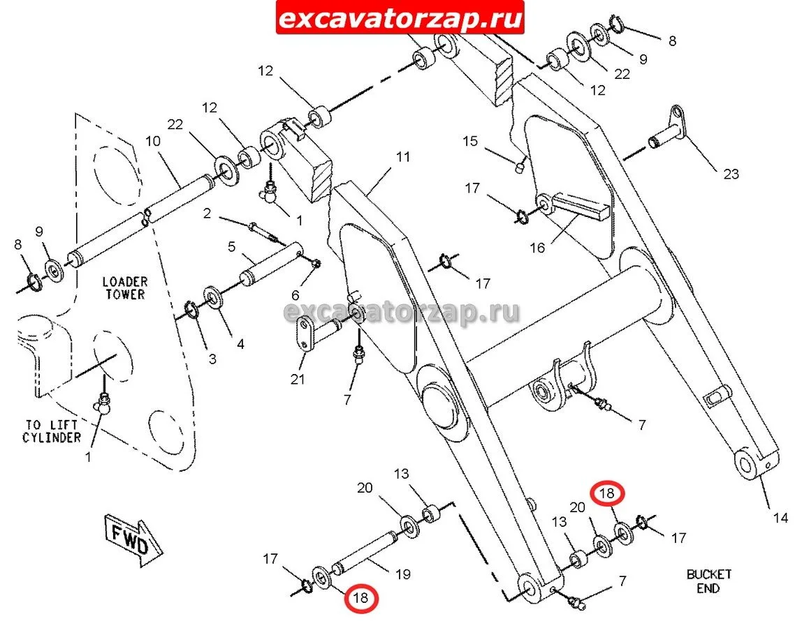 Шайба 9R0109, 9R-0109 стрелы переднего ковша экскаватора погрузчика CAT428, CAT432, CAT434