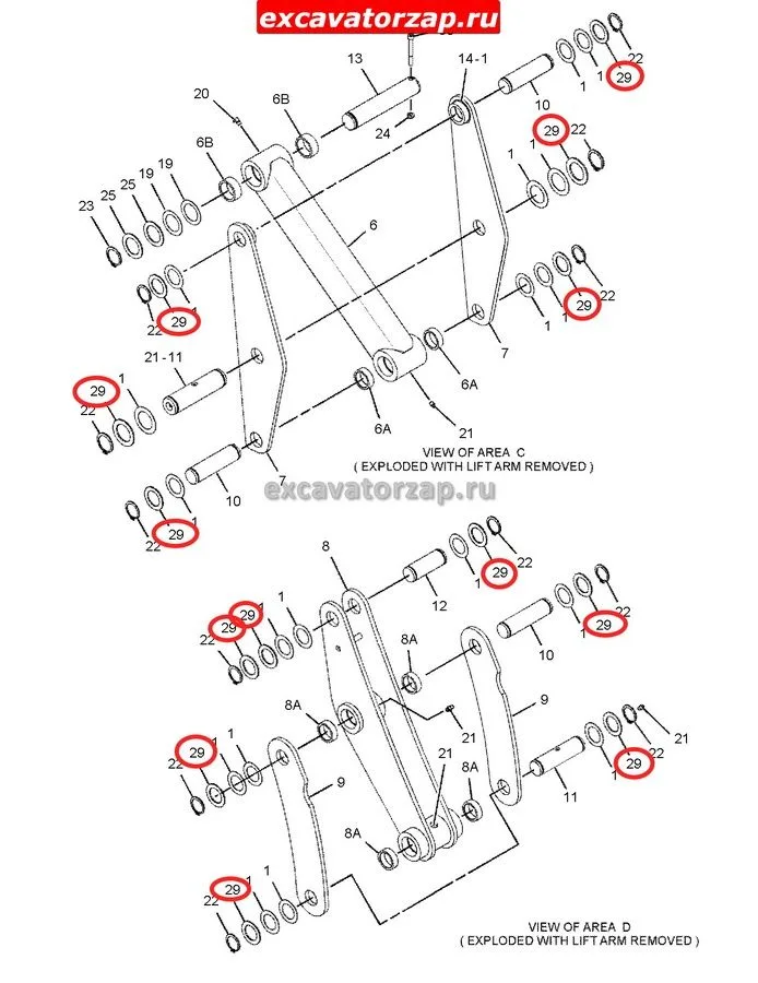 Шайба 9R-0158, 9R0158 стрелы переднего ковша экскаватора погрузчика CAT428, CAT432. CAT434