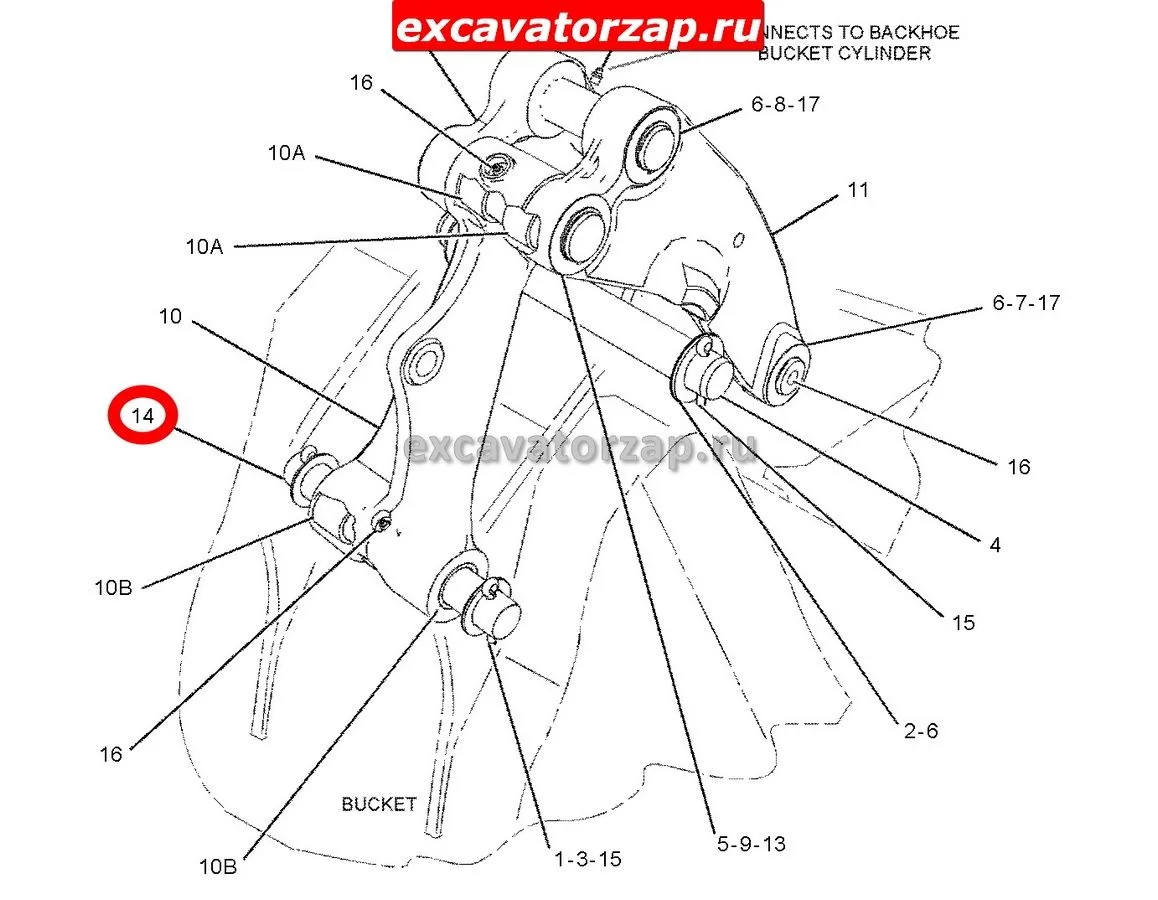 Палец 1545279, 154-5279 (трапеция-ковш) экскаватора погрузчика CAT428, CAT432, CAT434
