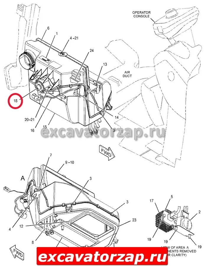 Мотор отопителя салона 358-7085, 3587085 экскаватора погрузчика CAT428, CAT432…