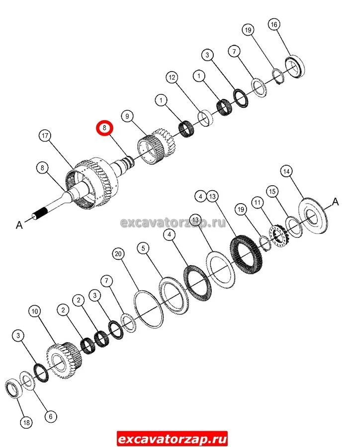 Кольцо 122-1886, 1221886 вала КПП экскаватора погрузчика CAT42, CAT432. CAT434...