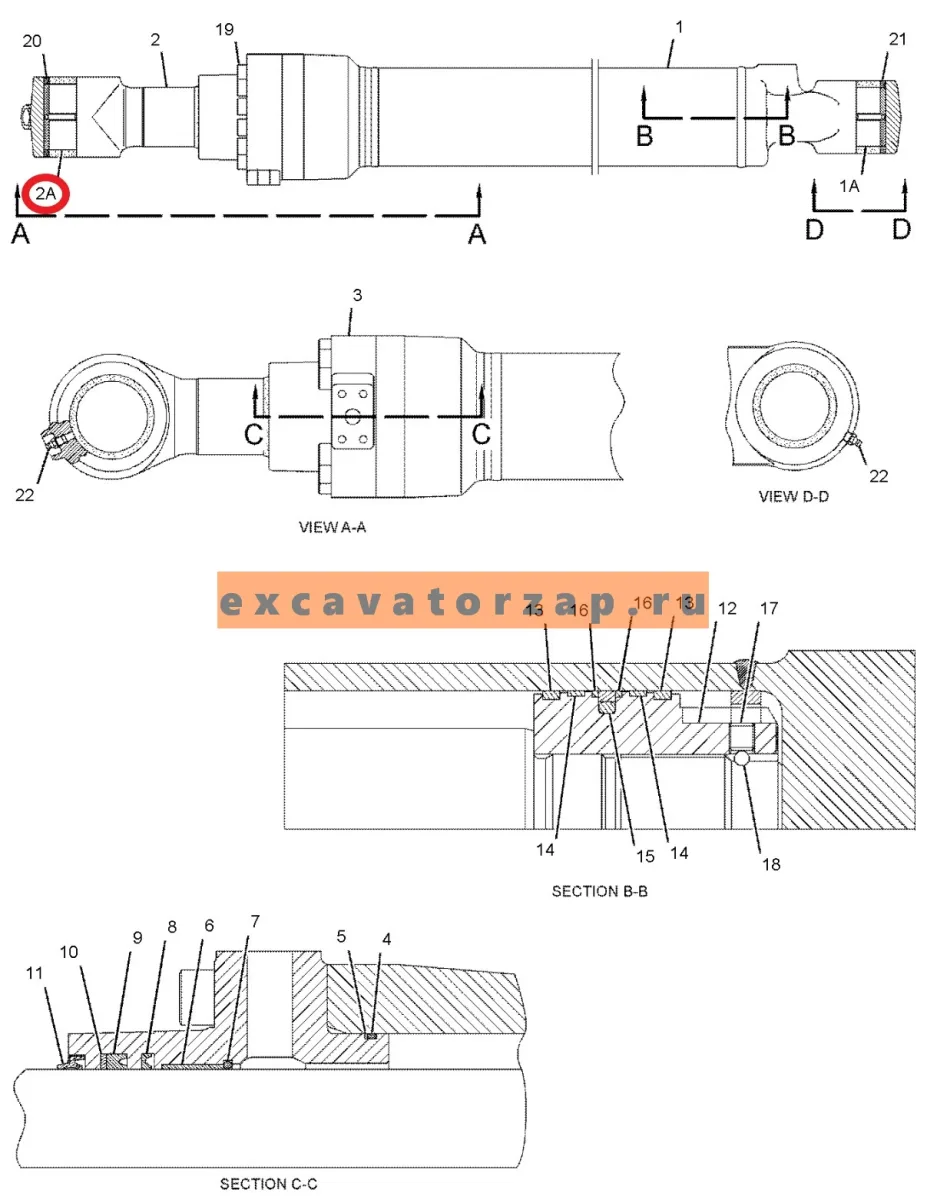 Втулка 2417382, 241-7382, B080095095CDE (в проушину гидроцилиндра ковша) экскаватора CAT 319D, 319D L, 319D LN, 320D, 320D FM, 320D GC, 320D L, 320D LN, 320D LRR, 320D RR, 320D2, 320D2 GC, 320D2 L, 320E, 320E L, 320E LN, 320E LRR, 320E RR, 321D LCR, 323D