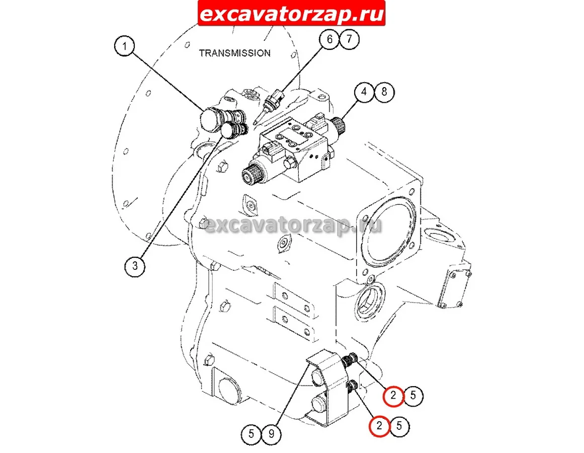 Клапан, соленоид 274-8041, 2748041 КПП экскаватора погрузчика CAT428, CAT432, CAT434