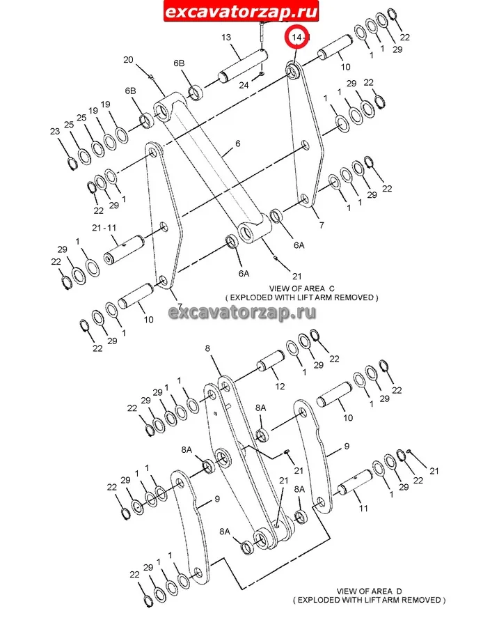 Шайба (втулка) 360-2820, 3602820 фронтальной стрелы экскаватора погрузчика CAT428, CAT432, CAT434 …