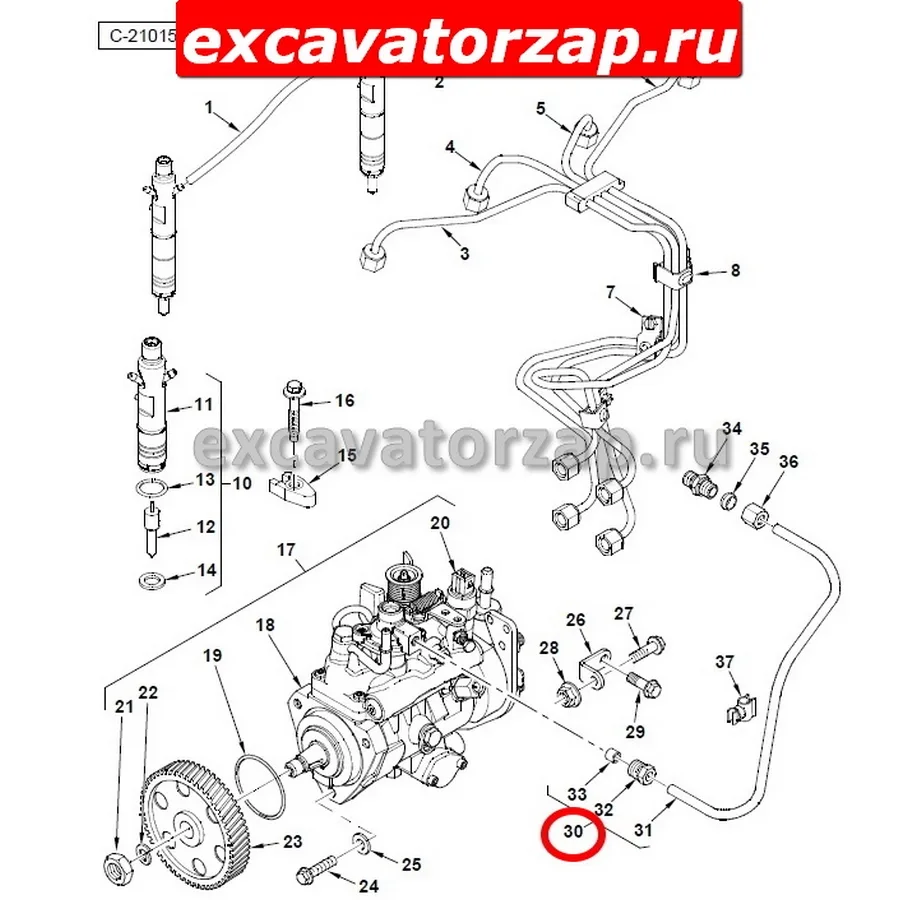 Трубка топливная ТНВД 236-2144, 2362144 экскаватора погрузчика CAT428, CAT432, CAT434