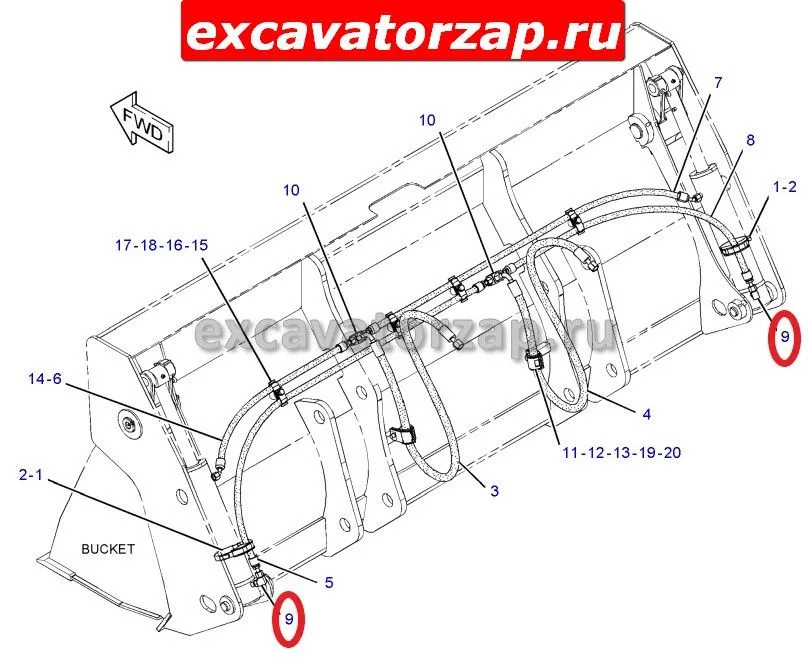 Адаптер (переходник, штуцер) угловой 148-8378, 1488378 (гц челюсти корпус гидрозамка каретки)