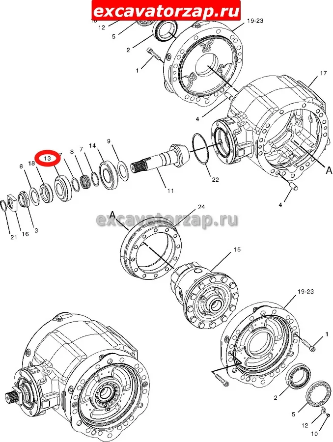 Подшипник 095-1041, 0951041 главной пары экскаватора погрузчика CAT428, CAT432, CAT434