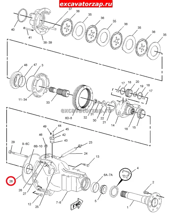 Кольцо уплотнительное 9R-2495, 9R2495 (между чулками заднего моста) экскаватора погрузчика CAT428D