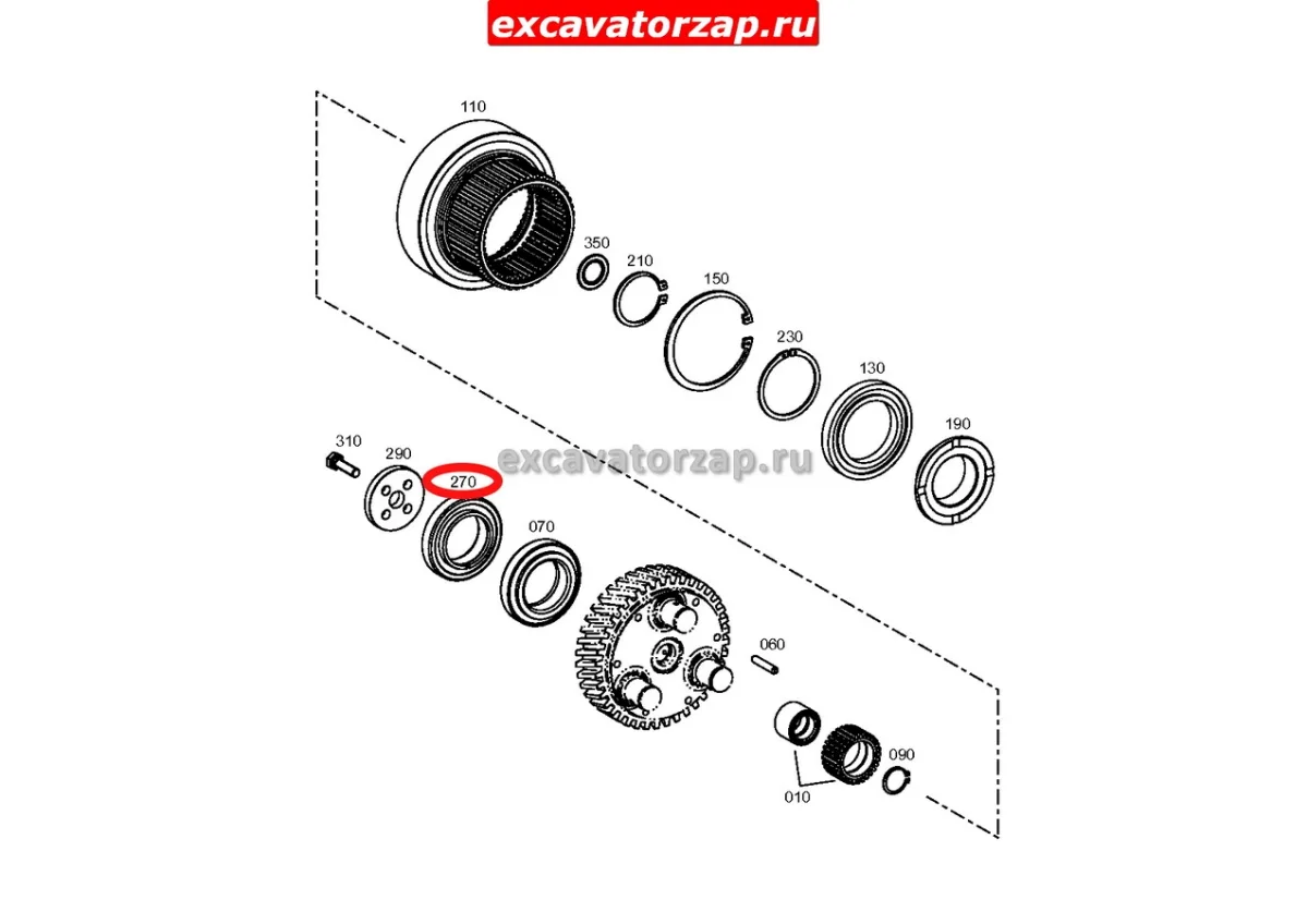 Подшипник 238-4709, 2384709 роликовый конический КПП экскаватора CAT M313, M315, M316, M318