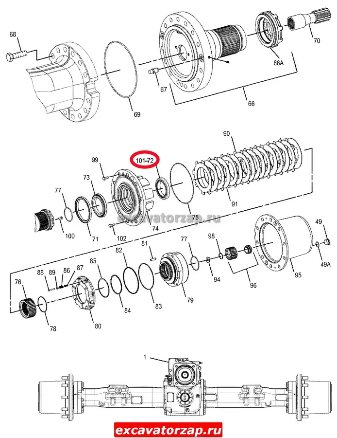 Подшипник роликовый конический 267-9161, 2679161 моста экскаватора CAT M313, V315, M316, M318