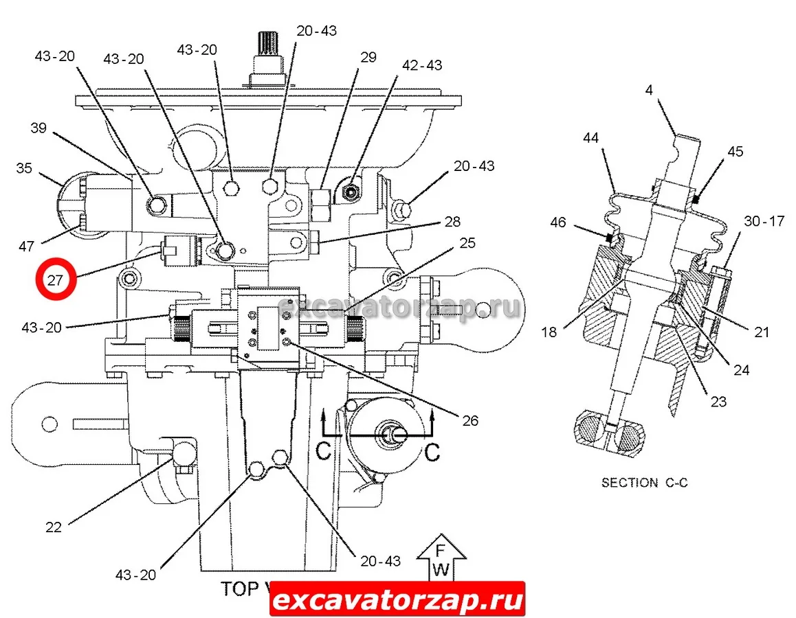 Клапан 305-3423, 3053423 КПП экскаватора погрузчика CAT428, CAT432, CAT434