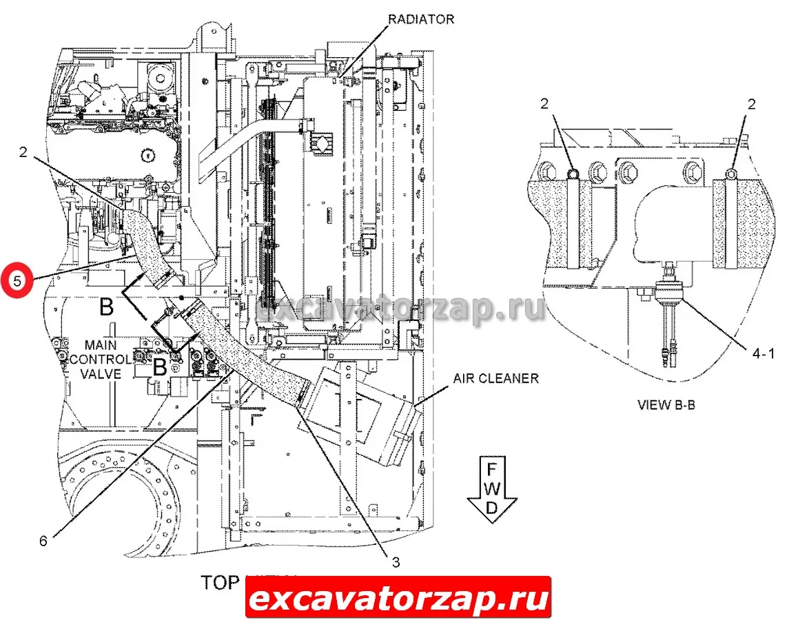 Патрубок 324-4169, 3244169 (от возд. фильтра к турбокомпрессору) экскаватора CAT330