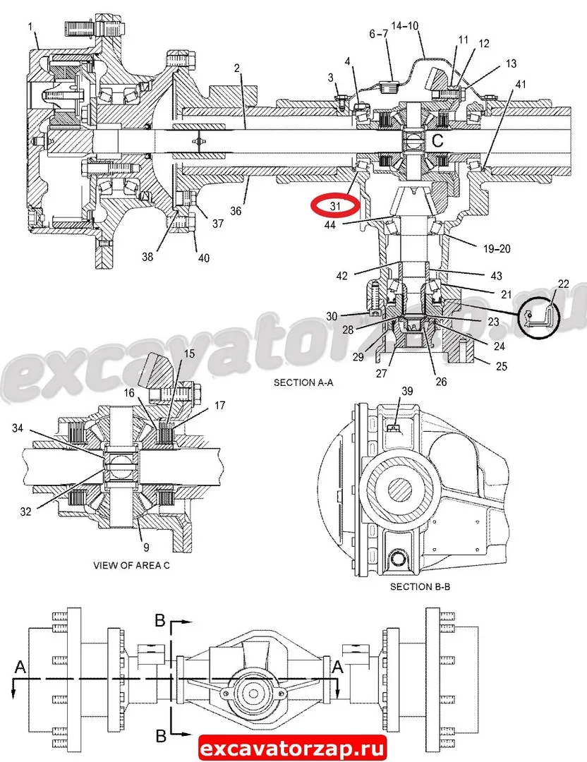 Подшипник 9R-7003, 9R7003 (АНАЛОГ) дифференциала моста экскаватора CAT M313, M315, M316, M318