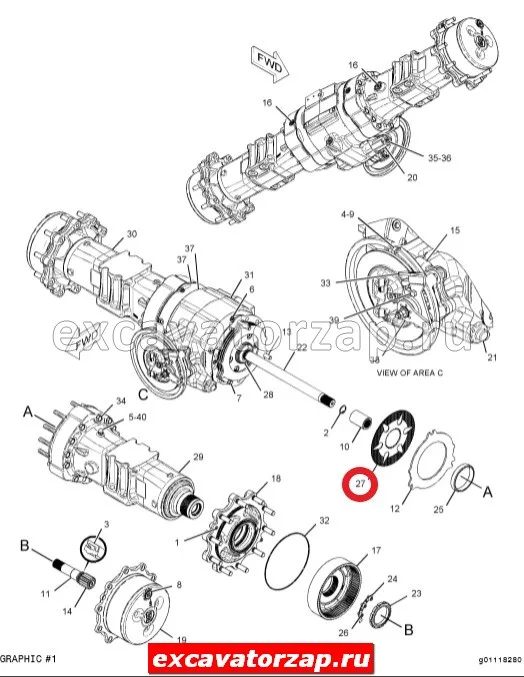 Диск фрикционный 149708 заднего моста экскаватора погрузчика CAT428