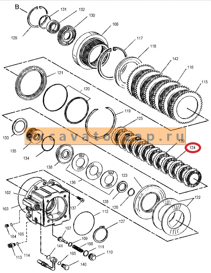 Диск фрикционный 6T-6283, 6T6283 КПП экскаватора CAT M316, M318, M319