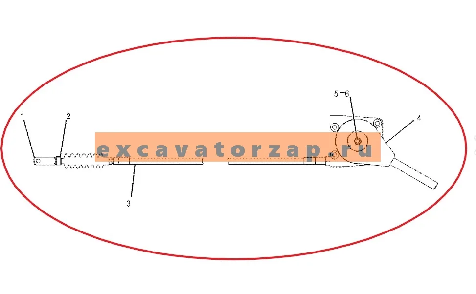 Трос газа 209-3367, 2093367 с ручкой (от педали в кабину) экскаватора погрузчика CAT 414E, 416E, 416F, 420E, 420F, 422E, 422F, 428E, 428F, 430E, 430F, 432E, 432F, 434E, 434F, 442E, 444E, 444F