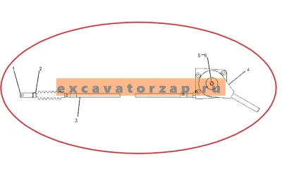 Трос газа 209-3367, 2093367 с ручкой (от педали в кабину) экскаватора погрузчика CAT 414E, 416E, 416F, 420E, 420F, 422E, 422F, 428E, 428F, 430E, 430F, 432E, 432F, 434E, 434F, 442E, 444E, 444F