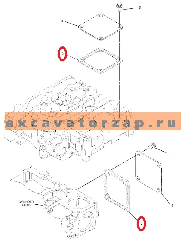 Прокладка 114-2579, 1142579 впускного коллектора экскаватора погрузчика CAT 432E, 434E, 434F, 442E, 444E, 444F