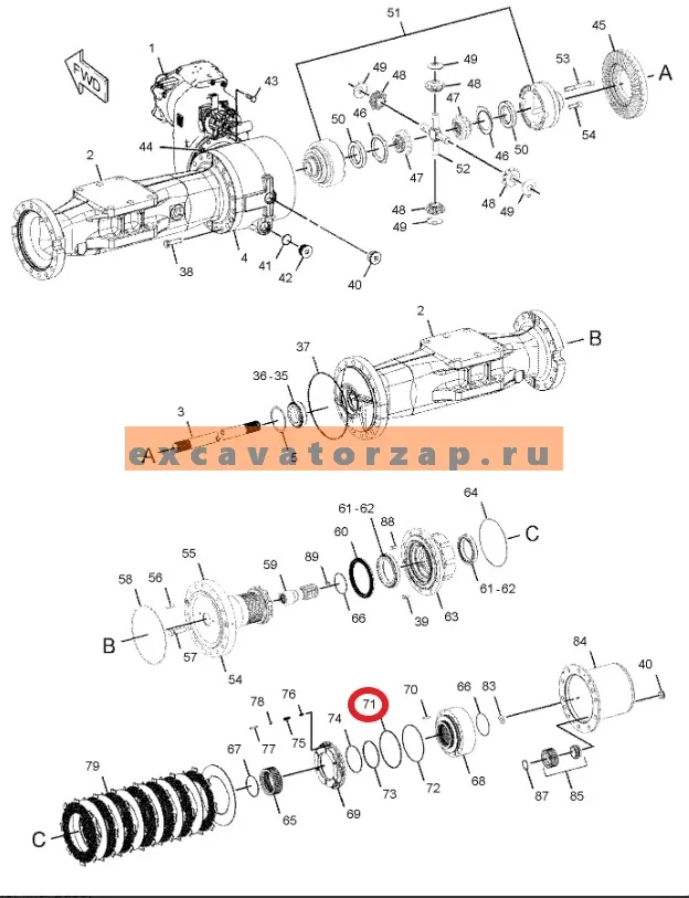 Уплотнение поршня 355-2319, 3552319 моста экскаватора CAT M315D   M316D   M317D2   M318C   M318D   M318D MH   M322C   M322D   M322D