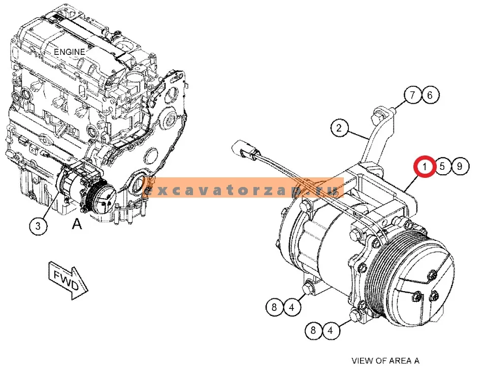 Компрессор 395-2123, 3952123 кондиционера экскаватора погрузчика CAT428, CAT432, CAT434