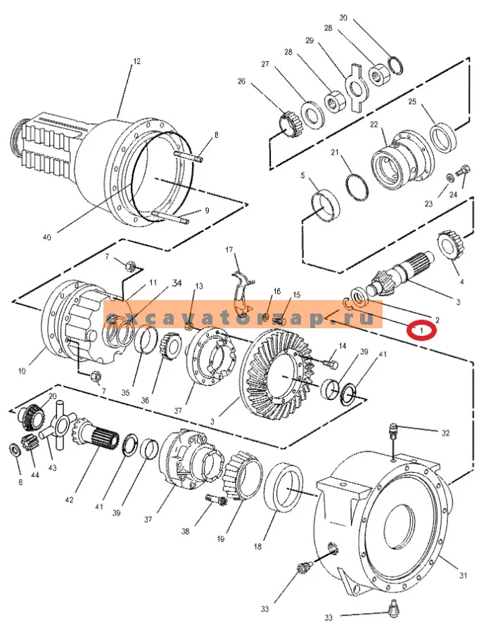 Кольцо 9R-2494, 9R2494 стопорное заднего моста экскаватора погрузчика CAT 428D