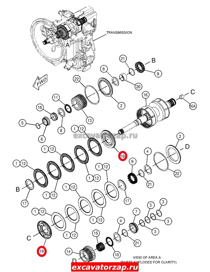 Поршень 305-3431, 3053431 CGR Ghinassi трансмиссии (КПП) экскаватора погрузчика CAT428, CAT432, CAT434...