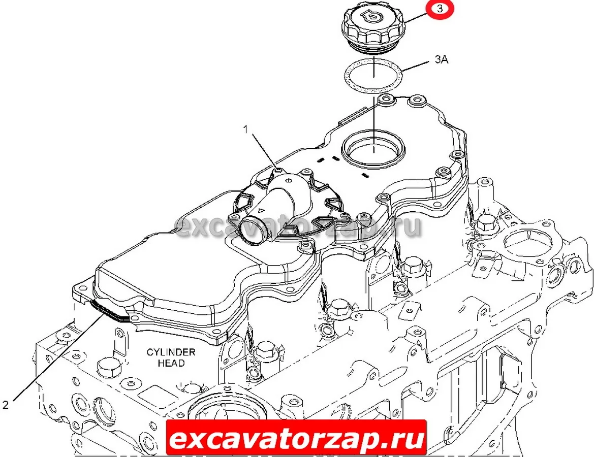 Крышка 136-3608, 1363608 маслозаливной горловины двигателя экскаваторо погрузчика CAT428, CAT432, CAT434