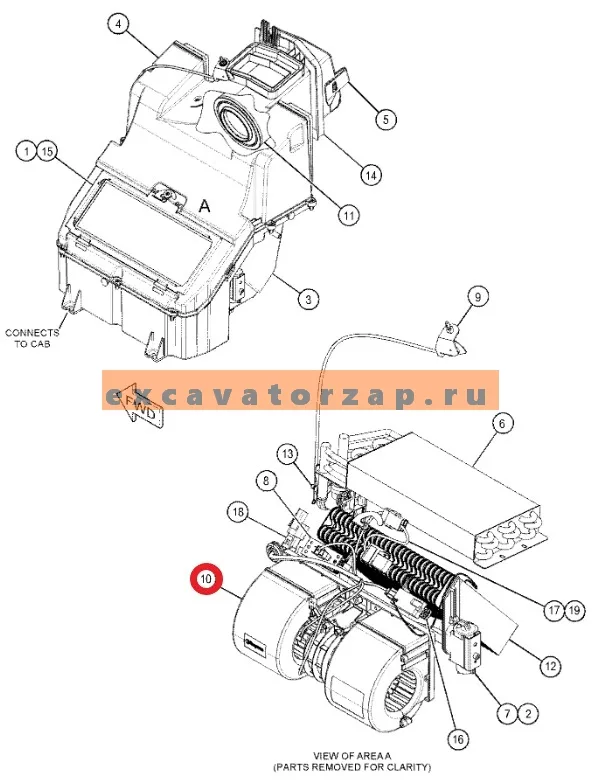 Мотор отопителя 605-8443, 6058443 (АНАЛОГ) экскаватора погрузчика CAT428, CAT432, CAT434, CAT444