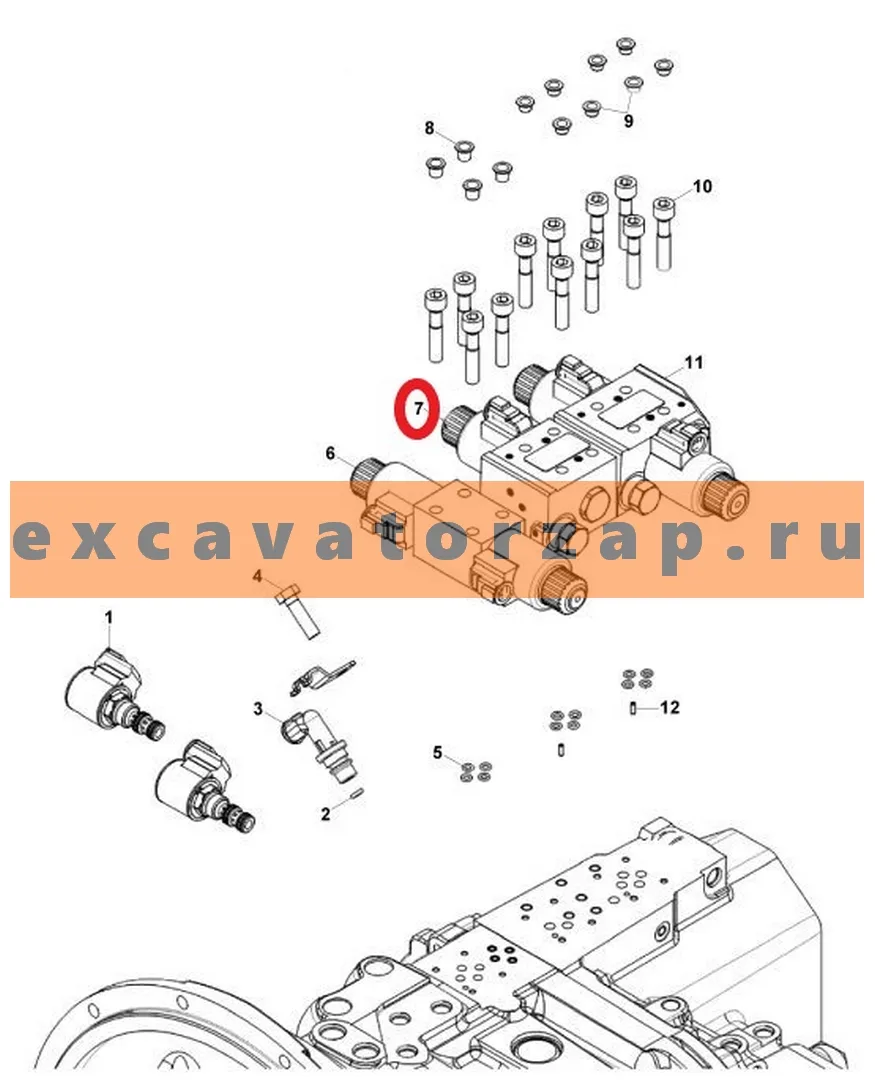Блок клапанов 278-0209, 2780209 КПП экскаватора погрузчика CAT428