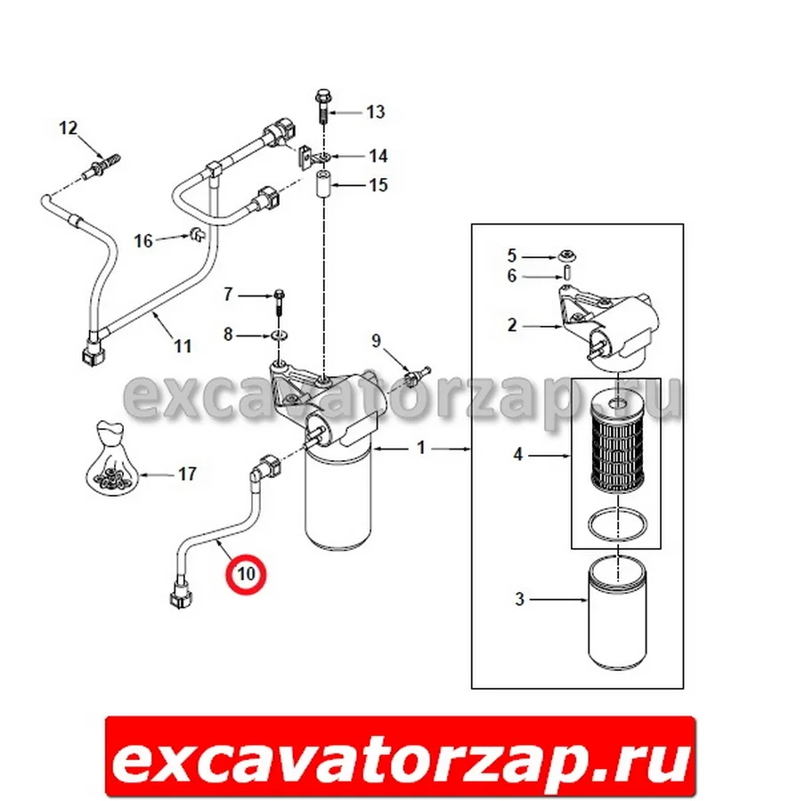 Шланг 232-9759, 2329759 (трубка) топливный низкого давления двигателя экскаватора погрузчика CAT428